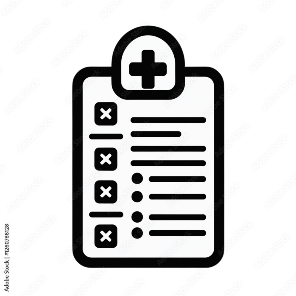 Medical history icon, medical report symbol. Health care clipboard icon. Medical history icon, medical report symbol. Health care clipboard icon.