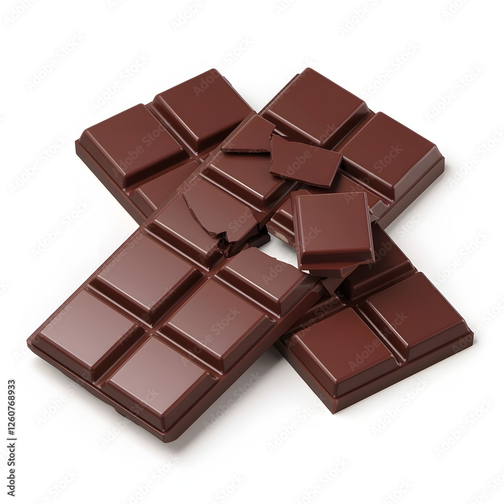 Fototapeta premium Broken Chocolate Bar on White Background.