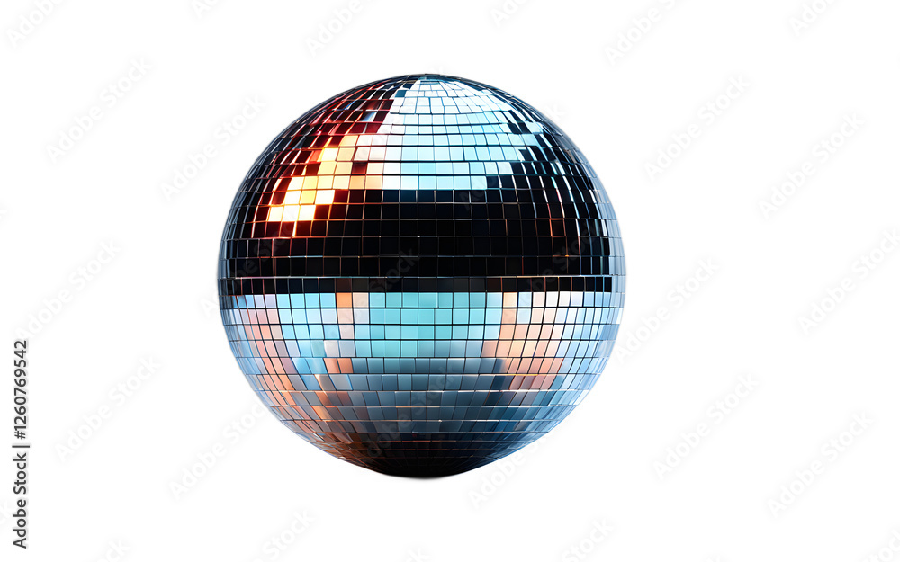 Obraz premium A large disco ball reflecting light, isolated on a empty plain background