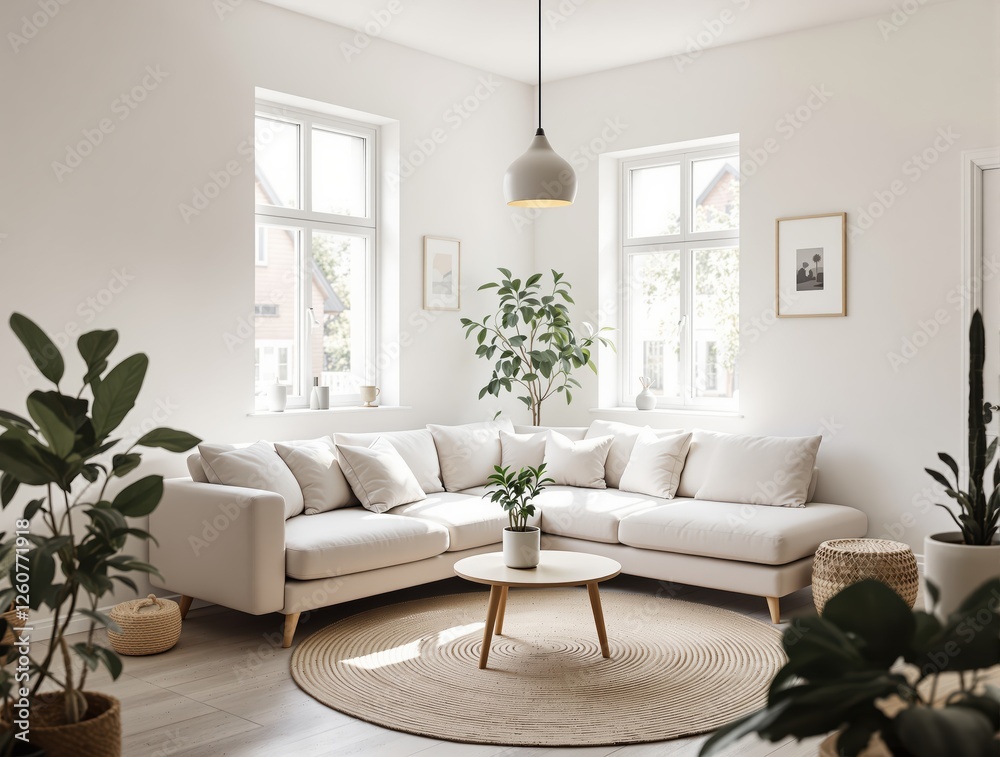 Fototapeta premium Modern Minimalist Living Room Interior Design