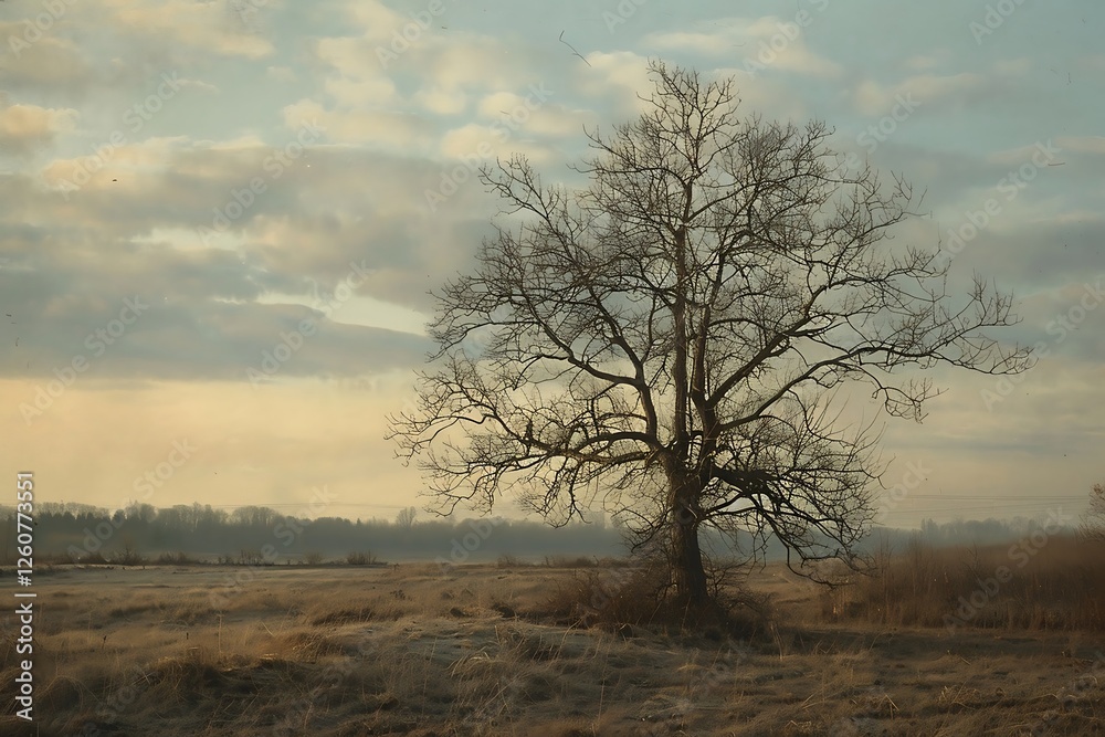 Lonely tree on a green meadow at sunset. Spring landscape. Lonely tree on a green meadow at sunset. Spring landscape.