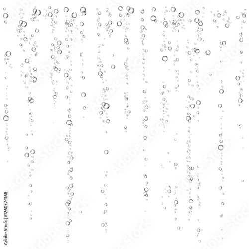 Oxygen air bubbles  flow  in water on white  background.