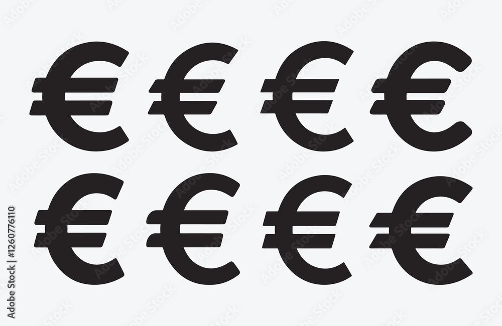 Obraz premium Euro Sign Icon Collection. Euro Sign Icon Set. Modern Euro Currency Icons. Flat Euro Sign Icons Set.