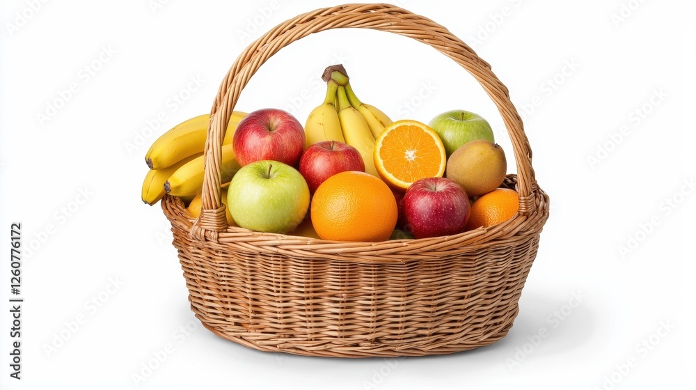 Fresh and Colorful Fruit Basket Display with Apples, Bananas, Oranges, and Pears Fresh and Colorful Fruit Basket Display with Apples, Bananas, Oranges, and Pears