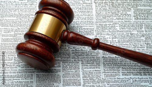 Wooden Gavel On Newspaper
