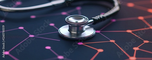 Obraz na płótnie Stethoscope and digital health chart concept. Stethoscope on a digital background representing healthcare technology and innovation. w salonie