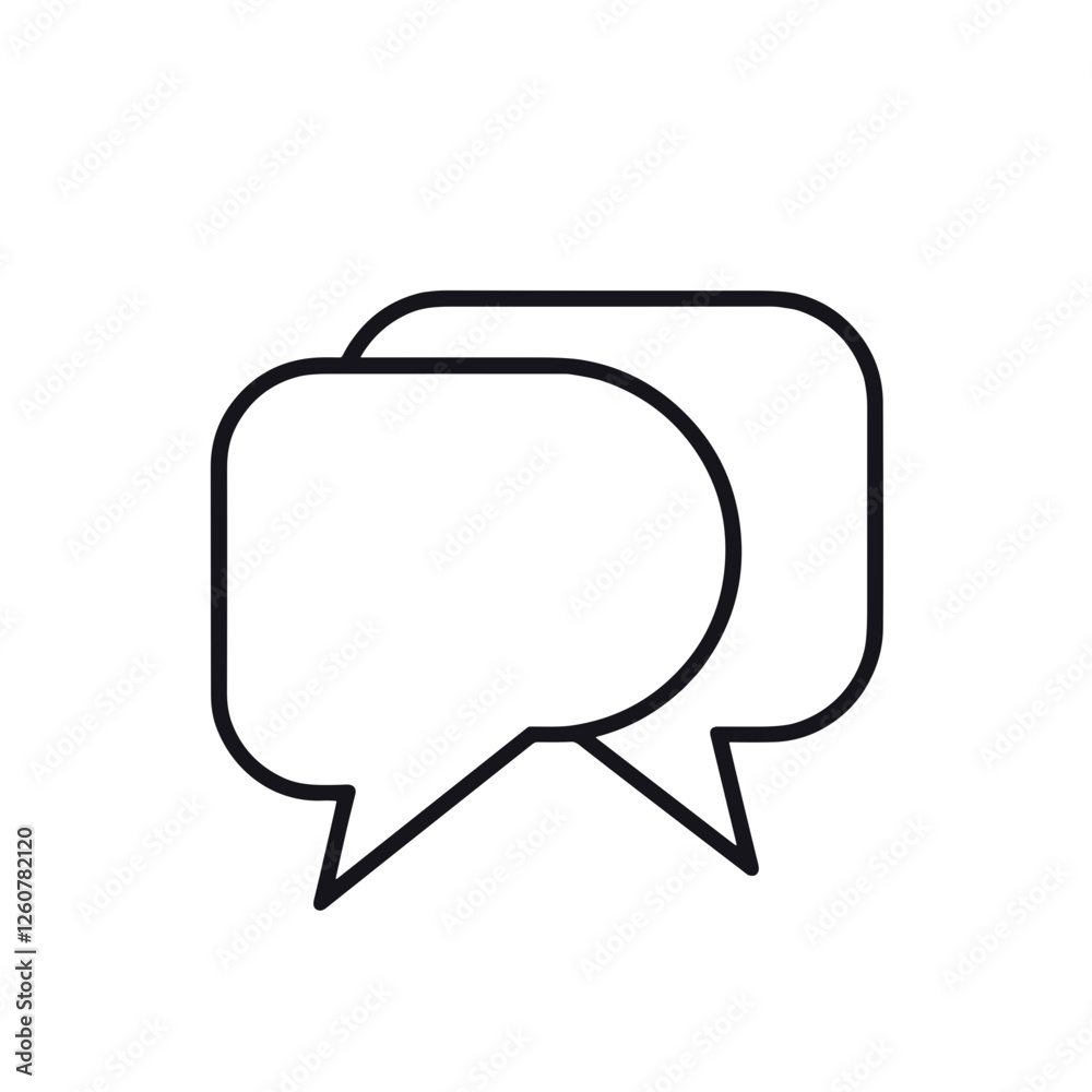 Minimalist chat bubbles in black line art on transparent background, communication concept Minimalist chat bubbles in black line art on transparent background, communication concept