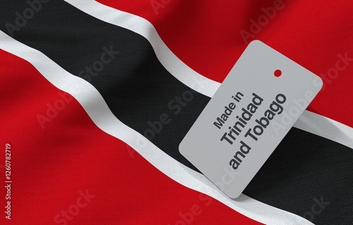 Trinidadian and Tobagonian flag with Made in Trinidad and Tobago on a price tag - 3D Illustration photo