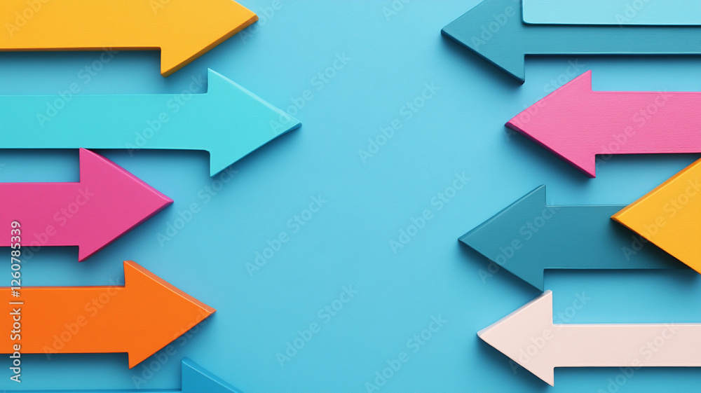 Colorful arrows on blue background create dynamic visual effect