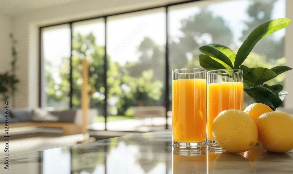 Refreshing Orange Juice by the Window Refreshing Orange Juice by the Window