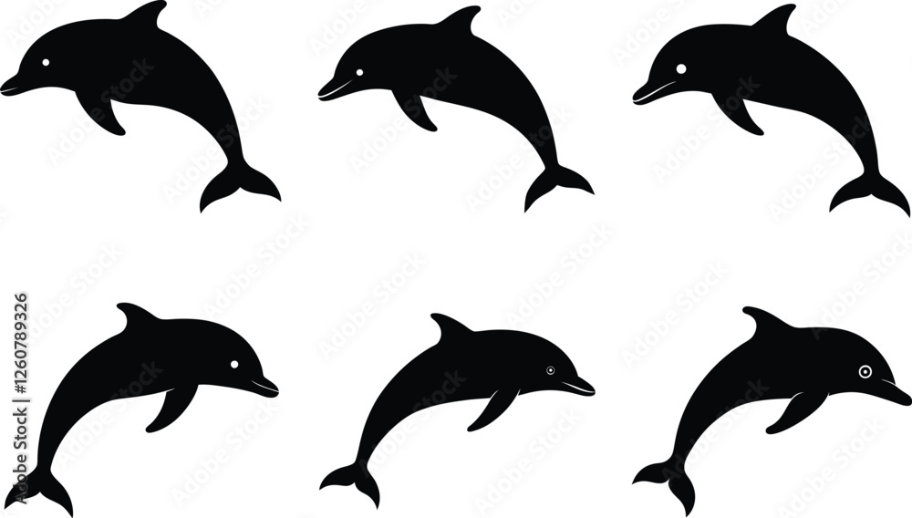Fototapeta premium a, dolphin, silhouette, with, white, background,
