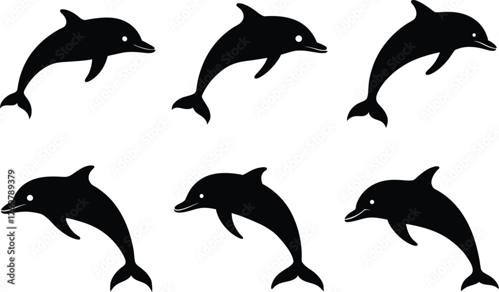 Fototapeta premium a, dolphin, silhouette, with, white, background,