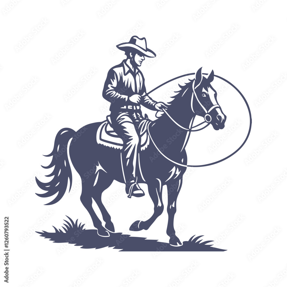 Fototapeta premium Cowboy Silhouettes Clip art Vector Illustration