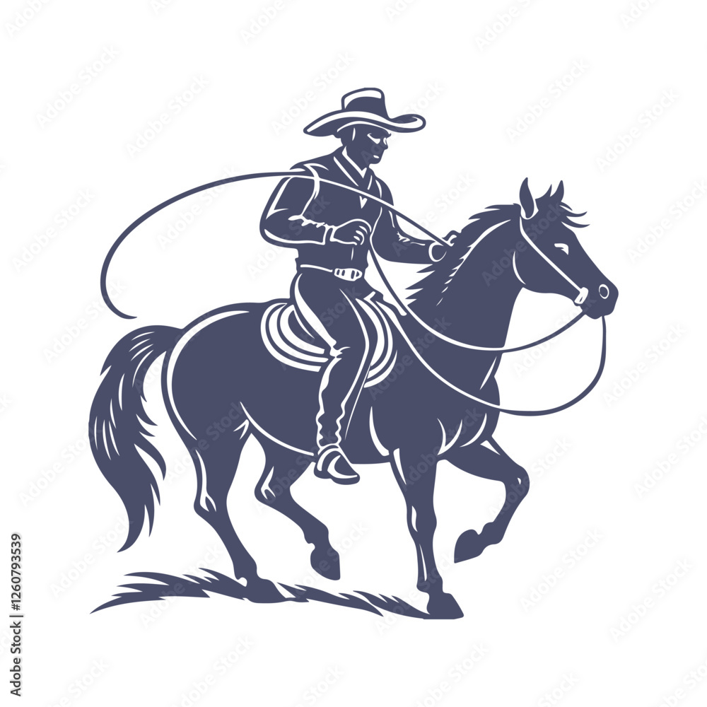 Naklejka premium Cowboy Silhouettes Clip art Vector Illustration