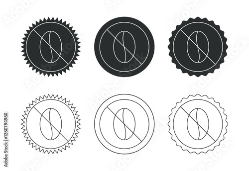 Caffeine free icon design illustration, No caffeine badge, sticker label design
