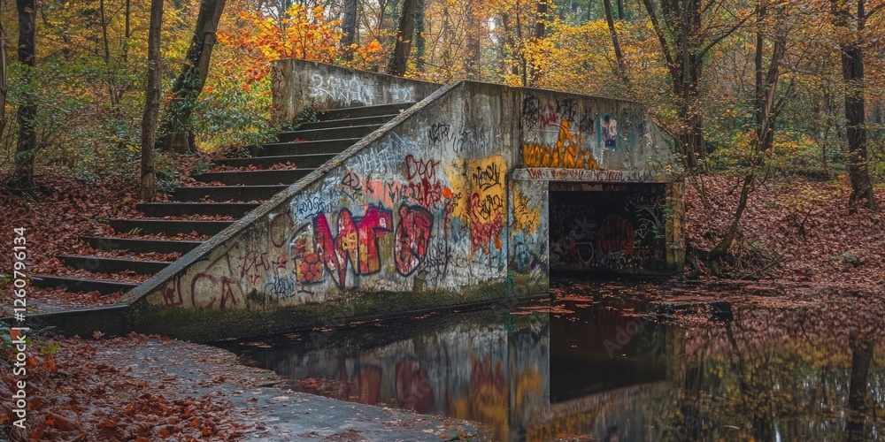 Fototapeta premium Concrete Bridge with Graffiti