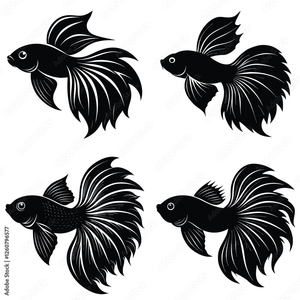 Obraz premium creative Betta Fish silhouette vector logo design Collection