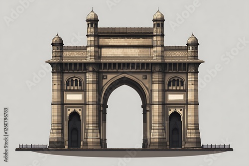 Detailed Illustration of the Gateway of India