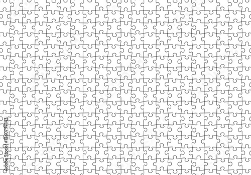 Seamless Blank Puzzle Pieces Repeating Pattern Swatch Jigsaw Vector Strokes Background Overlay Black and White