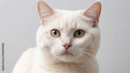 Portrait of Cream british shorthair cat on grey background