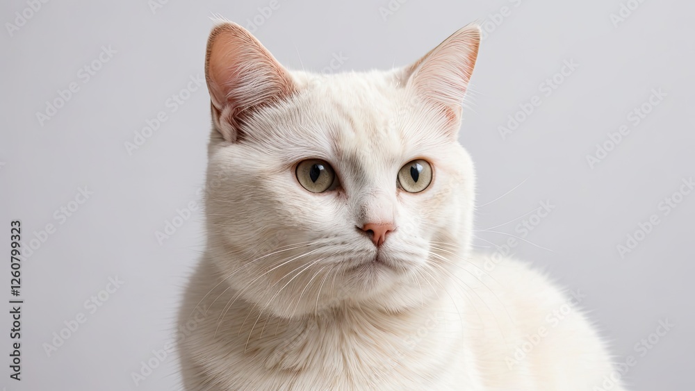 Portrait of Cream british shorthair cat on grey background Portrait of Cream british shorthair cat on grey background