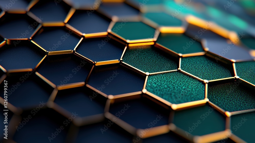 Abstract Hexagonal Pattern with Metallic Gold Accents . Abstract Hexagonal Pattern with Metallic Gold Accents .