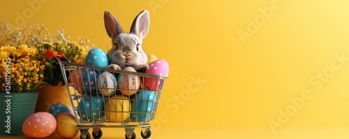Easter bunny with colorful eggs