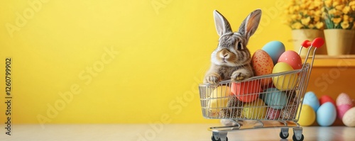 Easter bunny with colorful eggs