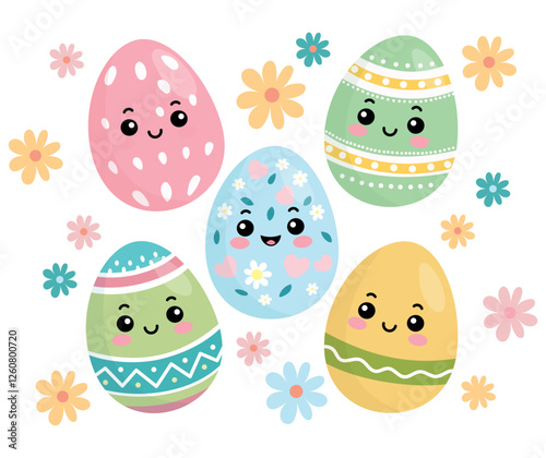 Easter egg set flat illustration