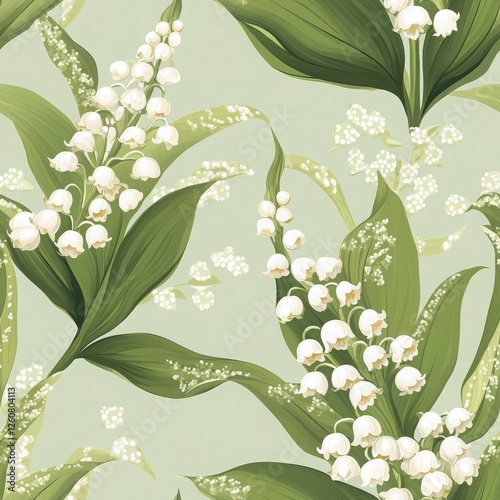 Wallpaper Mural Elegant Lily of the Valley Floral Seamless Pattern Torontodigital.ca