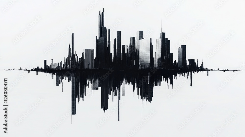 Naklejka premium City Skyline Black And White