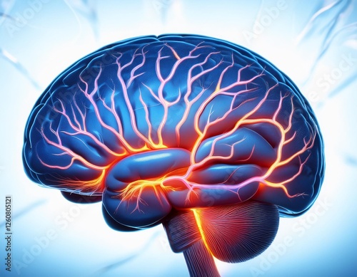 Detailed Close-Up of the Human Brain Highlighting the Cerebral Cortex and Sulci
