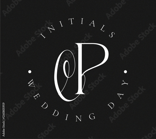 CP Monogram logo, Minimalist Typographic Line Monogram Logo, CP Wedding monogram logo