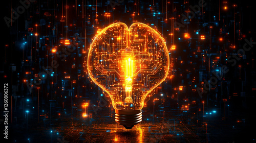 Innovative Lightbulb Brain Technology Graphic Design photo