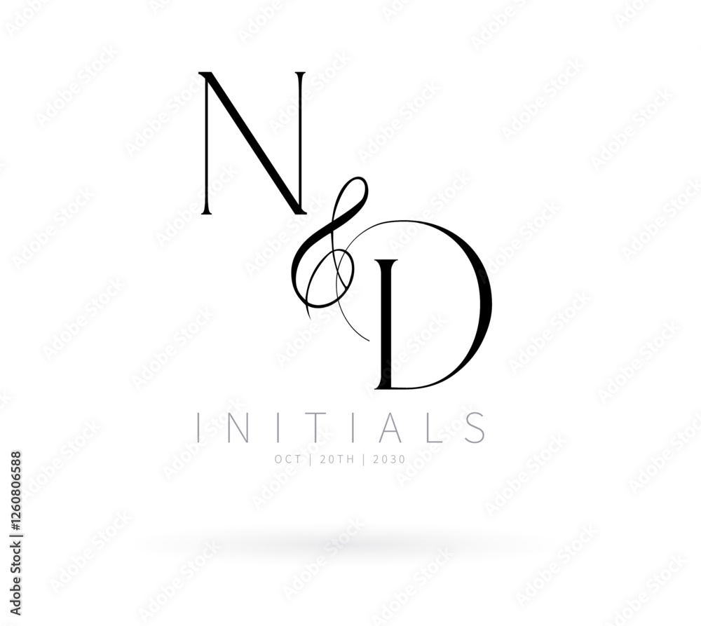 ND Monogram logo, Minimalist Typographic Line Monogram Logo, ND Wedding mon Monogram logo, Minimalist Typographic Line Monogram Logo, ND Wedding monogram logo,