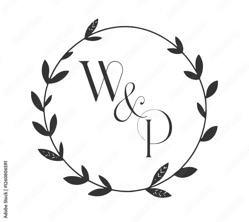 WP Monogram logo, Minimalist Typographic Line Monogram Logo, WP Wedding mon Monogram logo, Minimalist Typographic Line Monogram Logo, WP Wedding monogram logo,
