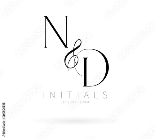 ND Monogram logo, Minimalist Typographic Line Monogram Logo, ND Wedding mon Monogram logo, Minimalist Typographic Line Monogram Logo, ND Wedding monogram logo,