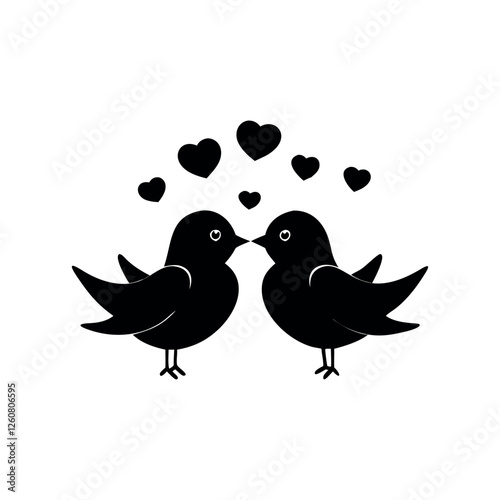 Black Silhouette Valentin's day love bird vector
