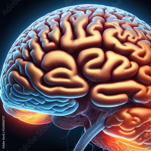 Detailed Close-Up of the Human Brain Highlighting the Cerebral Cortex and Sulci