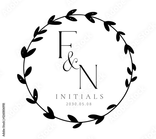 FN Monogram logo, Minimalist Typographic Line Monogram Logo, FN Wedding monogram logo