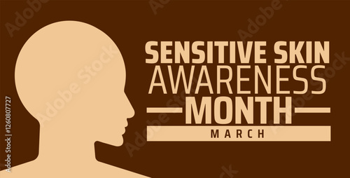 Sensitive Skin Awareness Month background banner or poster design template. observed every year in March. Holiday concept. Use to any Template, card, poster, placard, template.