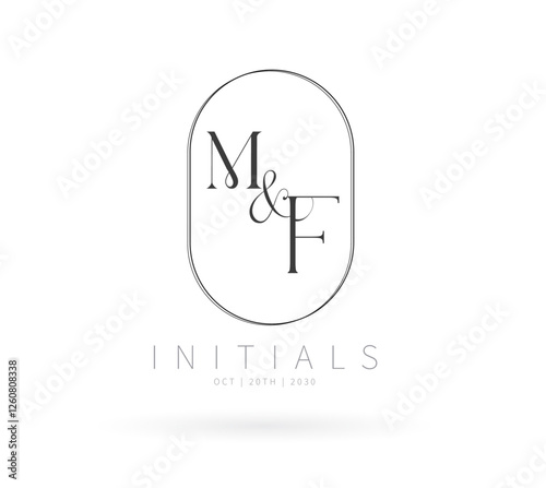 MF Monogram logo, Minimalist Typographic Line Monogram Logo, MF Wedding monogram logo