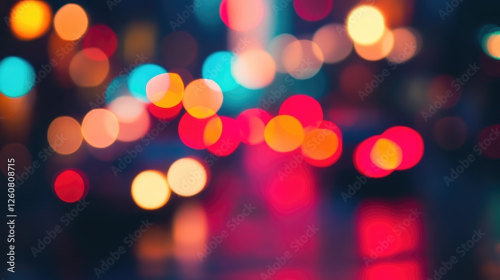Fototapeta premium Colorful bokeh lights background. Blurred circle shapes. Multicolored blurry lights bokeh defocused abstract background for events.