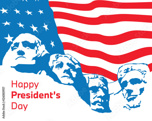 Presidents Day poster with Rushmore  background 