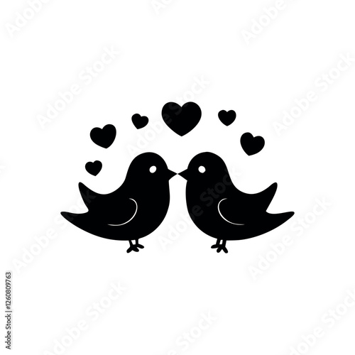 Black Silhouette Valentin's day love bird vector