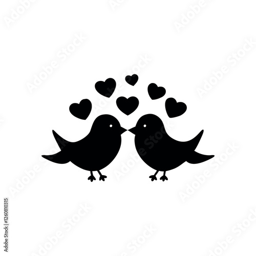 Black Silhouette Valentin's day love bird vector