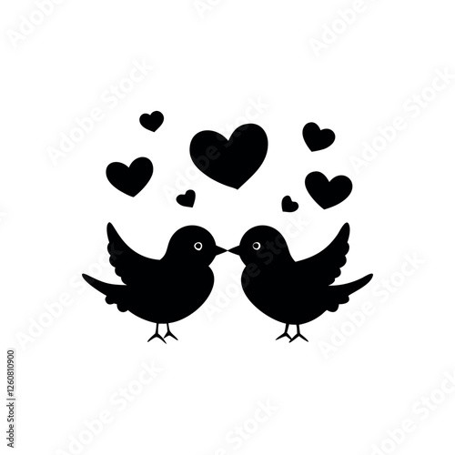 Black Silhouette Valentin's day love bird vector