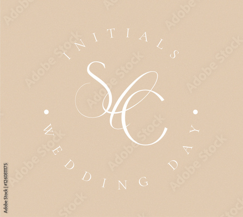 SC Monogram logo, Minimalist Typographic Line Monogram Logo, SC Wedding monogram logo