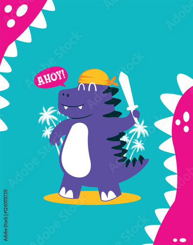 A delightful dinosaur with captivating colors designed for kids photo