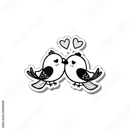 Black Silhouette Valentin's day love bird vector